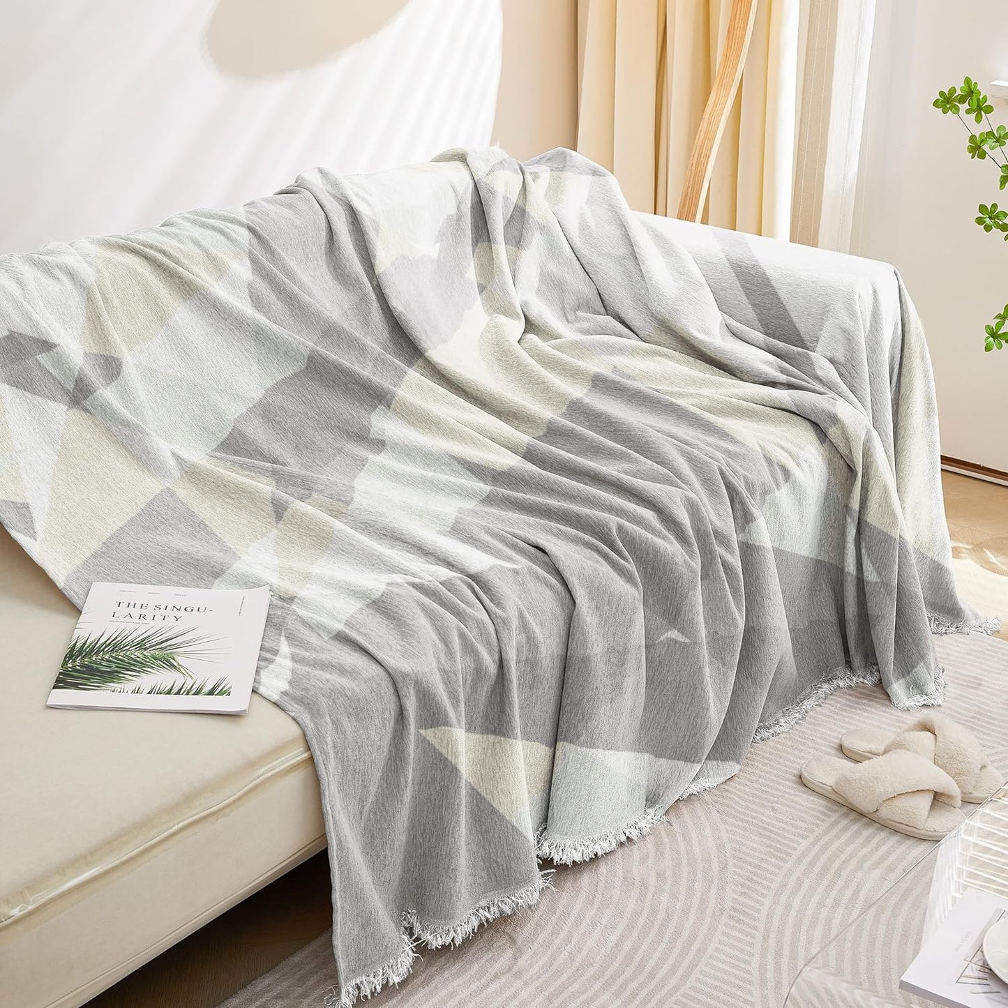Super Soft Throws for Sofa and Couch – Ivory Prism White